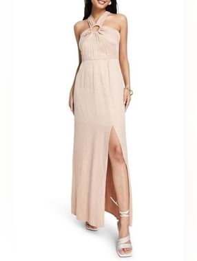 Topshop Blush Halter Maxi Dress with Front Slit Size 4 Lyocell, Viscose NWT